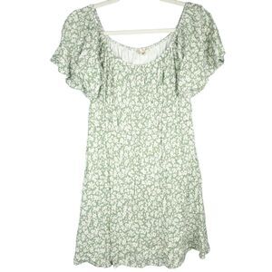 Altar'd State Women's Ditsy Floral Fit and Flare Green Mini Dress Size Medium